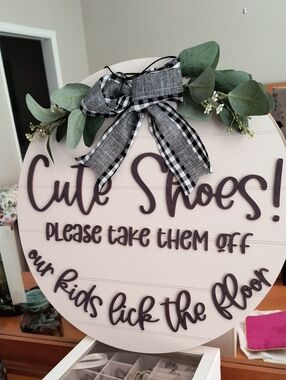 Shoes Sign - Off White Decorative Wall Plaque